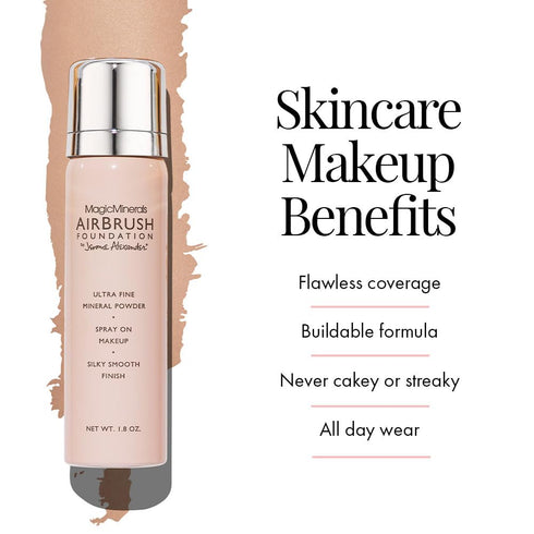 Jerome Alexander MagicMinerals AirBrush Foundation, Spray Makeup with Skincare Active Ingredients, Ultra-Light, Buildable, Full Coverage Formula (...