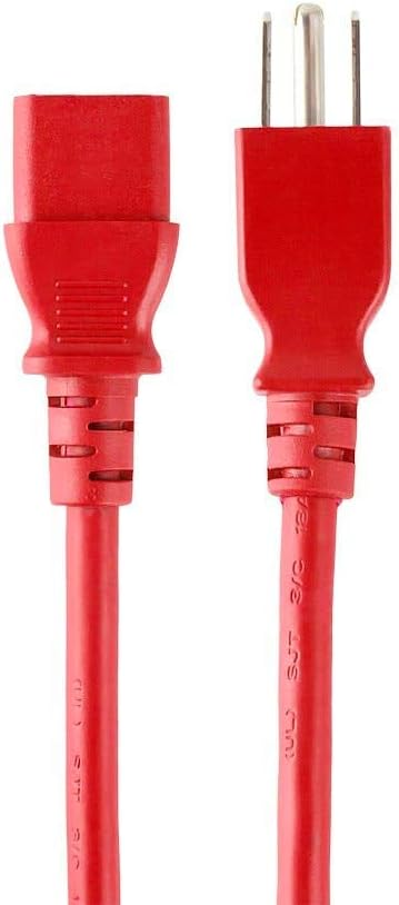 Monoprice Power Cord - NEMA 5-15P to IEC 60320 C13, 18AWG, 10A/1250W, 125V, 3-Prong, 2ft, Red...