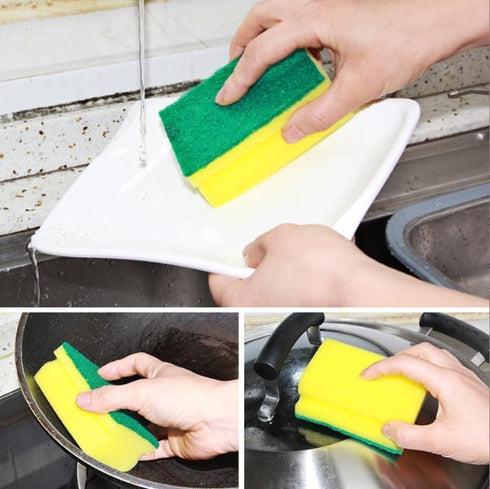 Multifunction Scrub Sponge Protects Nails and Fingers – Sponges for Cleaning Remove Tough Stains, Grease, Residue (Green 1 pcs)...