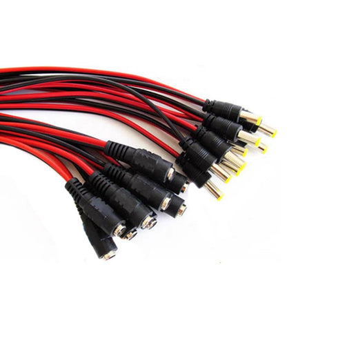 10 Pairs 12V 5A DC Power Pigtail Barrel Plug 2.1mm x 5.5mm Male Female Connector Cable for CCTV Security Camera and 12V Power Supply Adapter (Real...
