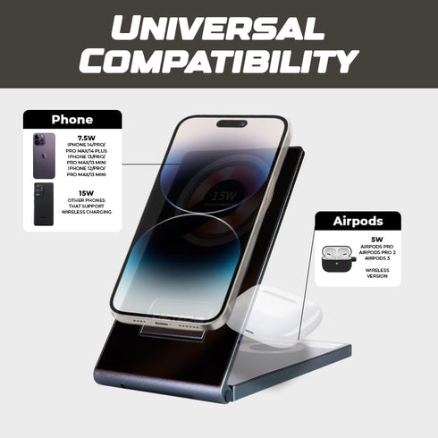 4 in 1 Portable Wireless Charger Compatible with Foldable Wireless Charging Station Apple Device Multiple Devices iPhone Apple Watch AirPods 3 in ...