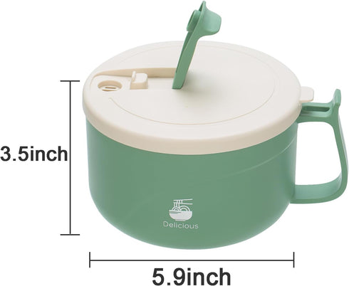 Microwave Ramen Bowl with Handles,Soup Bowl with Lid and 304 Stainless Steel Liner Heat insulation and anti scalding,for Soup and Instant Noodles,...