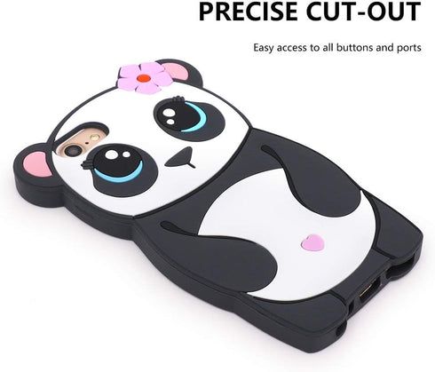 Cute Case Compatible with iPhone SE 2020/2022 Case, Funny Girly Panda iPhone 6/6s/7/8/ Cases, Animals 3D Cartoon Soft Silicone Shockproof Cover fo...