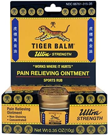 Tiger Balm Pain Relieving Ultra Strength, 10g – Soothing Ointment – Ultra Strength Muscle Rub – Tiger Balm Ointment – Non-Staining Sports Muscle R...