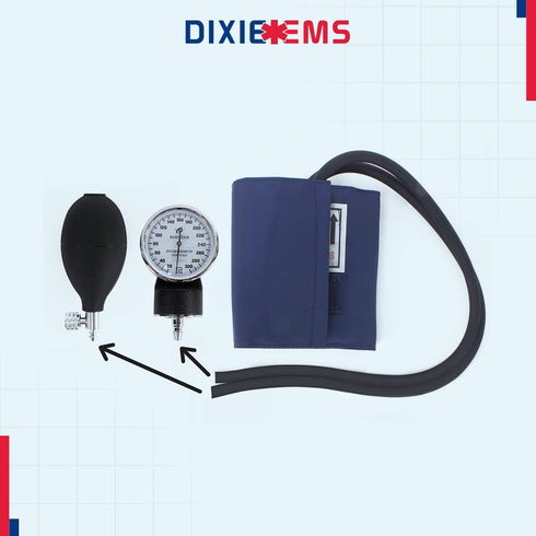 Dixie EMS Deluxe Infant Aneroid Sphygmomanometer Blood Pressure Set W/Infant Cuff, Carrying Case and Calibration Tool Latex Free – Navy...