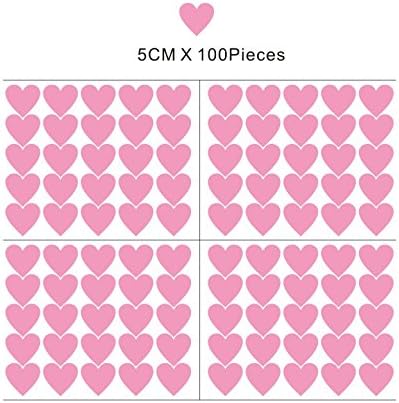 2inchx100 Pieces DIY Heart Wall Decal Vinyl Sticker for Baby Kids Children Boy Girl Bedroom Decor Removable Nursery Decoration (Soft Pink)...