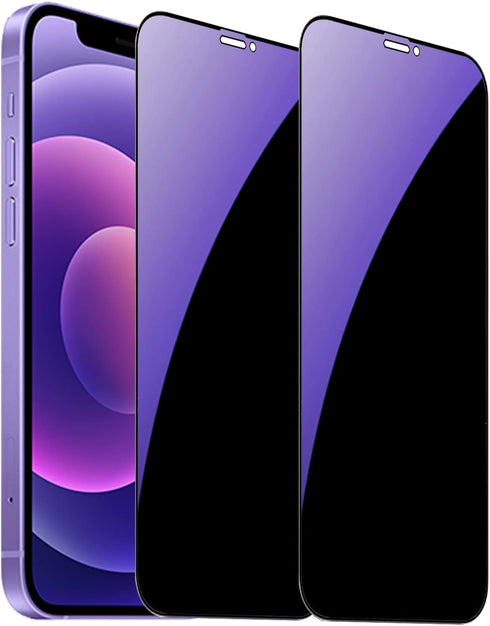 2 Pack Anti-Blue Privacy Tempered Glass Suit for iPhone 12 / iPhone 12 Pro Anti-Spy Screen Protector Anti-Peeping Film 9H Hardness Anti-scratch Fu...