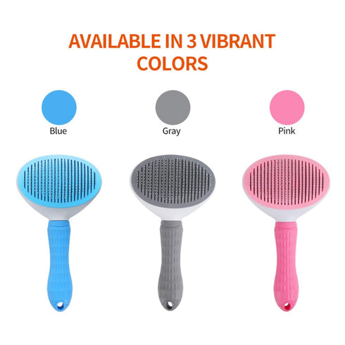 Cat Brush with Release Button, universal for cats and dogs, one click release, brush and flea comb combination set?Pet Hair Comb Tear Stay Removal...