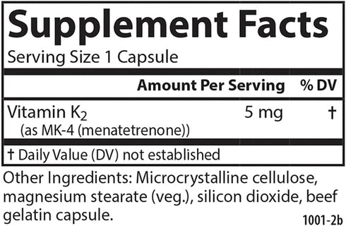 Carlson - Vitamin K2 MK-4 (Menatetrenone), 5 mg, Vitamin K Supplement, Bone Support, K2 Vitamin, Soy-Free, Vitamin K-2, 180 Capsules...