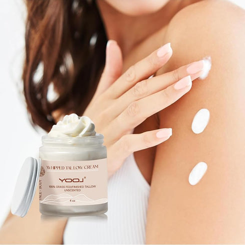 100% Grass Fed Beef Tallow for Skin Care - Organic Beef Tallow Moisturizer for Face + Body, Whipped Moisturizer for Sensitive Skin Soft, Smooth, T...