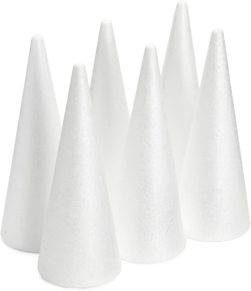6 Pack Foam Cones for Crafts, DIY Art Projects, Handmade Gnomes, Trees, Holiday Decorations (3.8 x 9.5 in)...