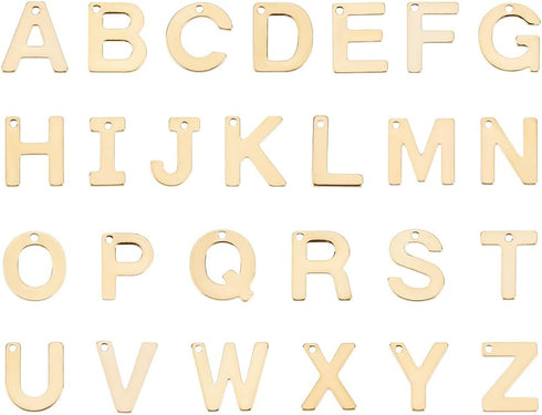 PH PandaHall 52pcs Letter Charms, A-Z Pendent Stainless Steel Letter Pendants Initial Charm Golden Alphabet Charms for Best Friend Couple Bracelet...