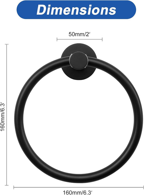 NearMoon Bath Towel Ring, Bathroom Hardware Accessories-Thicken Stainless Steel Hand Towel Holder for Bathroom, Modern Round Towel Hanger Wall Mou...