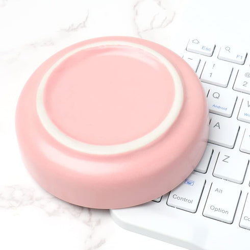 Pink Paper Clips Holder Ceramic Paperclips Dispenser Round Binder Clips Holder Small Push Pin Storage Plate Elegant Desktop Organizer for School H...
