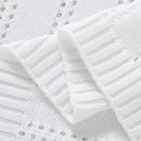 Baby Blanket Cozy Soft Knit Neutral Swaddling Blankets for Boys Girls Newborn Infant Toddler White 30x40 Inches...