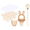 Baby Fruit Feeder Set, BPA Free Baby Food Feeder Food Grade Silicone Feeder for Baby with Freezer Tray and Pacifier Chain (Brown Rabbit)...