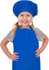 Kids Apron and Chef Hat Set, Adjustable Cotton Child Aprons with Large Pocket Blue Girls Boys Kitchen Bib Aprons for Cooking Baking Painting...