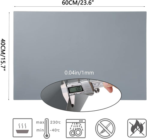 Silicone Counter Mats Set of 2 - Kitchen Countertop Protector, Heat Resistant, Non Slip, Thicker 1.3 MM, Extra Large (Dark Grey - 2 Pcs)...