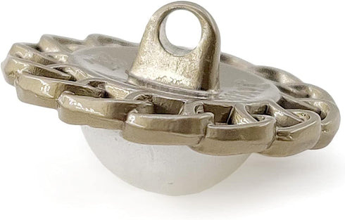 Half Faux Pearl Silver Chain Edge Sewing Shank Buttons 20 Pcs - 18mm, 23/32"...