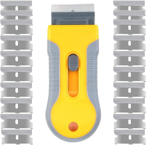 Razor Blade Scrape with 20pcs Extra Blades, Scraper Tool, Razor Blade Retractable, Paint Stripping Tool, Hob Oven Glass Cooker Cleaning Tool Non S...
