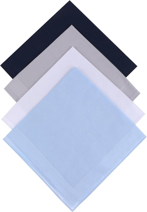 Giantree 4 Pcs Cotton Handkerchiefs for men, Classic Pocket Squares Set Soft Mens Handkerchiefs 15.8" x 15.8" 4 Colors...