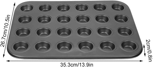 Muffin Pans, 24 Cups Nonstick Steel Cupcake Pan Muffin Baking Pan Bakeware Muffin Tin Black Cupcake Tray Mini Muffin Tins for Baking...