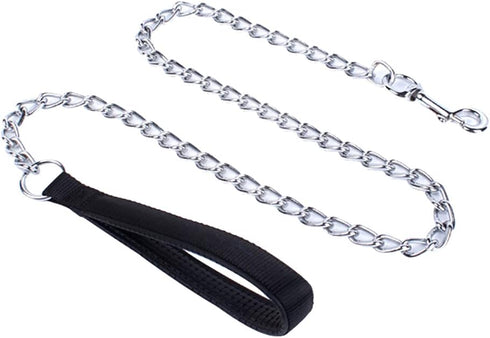 Metal Dog Leash Chain Choker Necklace Leash Dog Chain Leash Pet Collar Leash Chain with Handle for Small Medium Large Dogs...
