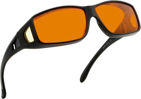 BLUELESS Fitover Glasses for Computer Blue Blocking with Orange Tinted Sleep Glasses, Black...