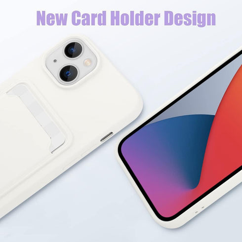 MZELQ Silicone Wallet for iPhone 14 Case, Card Holder Camera Protection Cover for iPhone 14 Case + Screen Protector, Card Slot Cute Case Compatibl...