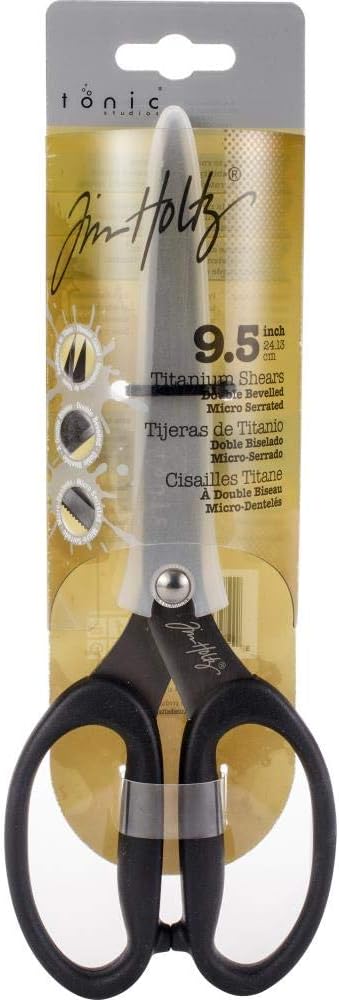 Tim Holtz Micro-Serrated Titanium Shears & Snips Scissor Set, 9.5 Double Beveled Titanium Shears & 7.5 Titanium Snips...