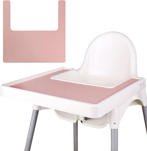High Chair Placemat, Durable High Chair Placemat Silicone, Clean and Hygienic, Suitable for IKEA Antilop Highchai, for Toddlers and Babies (Pink)...