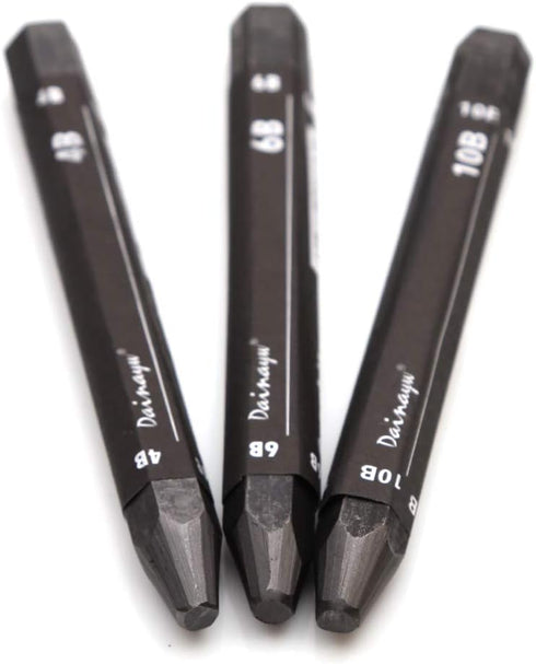 dainayw Graphite Stick Set - Water Soluble - 4B 6B 10B, Art Drawing Supplies for Sketch & Shading Pencils, Artist Sketching - 3 Pcs...