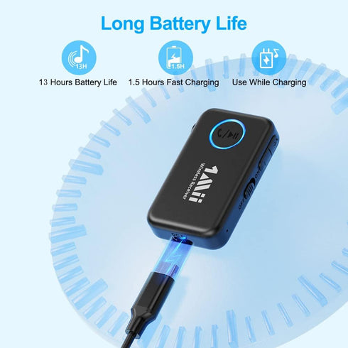 1Mii Bluetooth AUX Adapter for Car, Bluetooth 5.2 Wireless Audio Receiver for Home Stereo/Car Stereo/Wired Headphones/Speaker with Volume Control,...