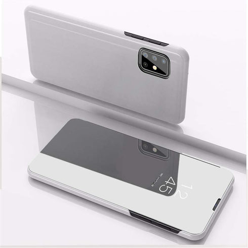 Case for Galaxy Note 20 Ultra - Slim Mirror Design - Clear View Flip Bookstyle - Ultra Slim Protecter Shell with Kickstand - Silver Mirror...