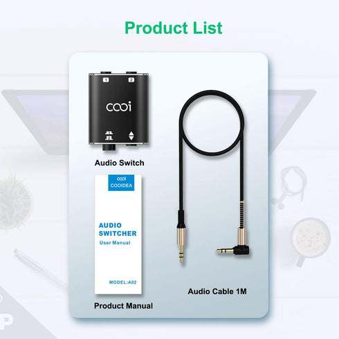 3.5mm Stereo Audio Switcher?1 in 2 Out /2 in 1 Out? with 3.5mm Audio Cable, 2 Ports AUX Audio Speaker Selector for PC Phone Laptop Headphone...