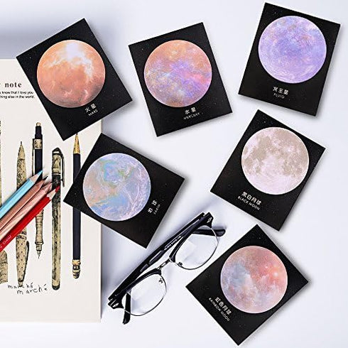GTHER Planet Sticky Note, Moon Earth Sticky Notes Cute Fun Cool Circle Self-Adhesive Note Self-Stick Memo Pad Notes for College Classroom Office N...