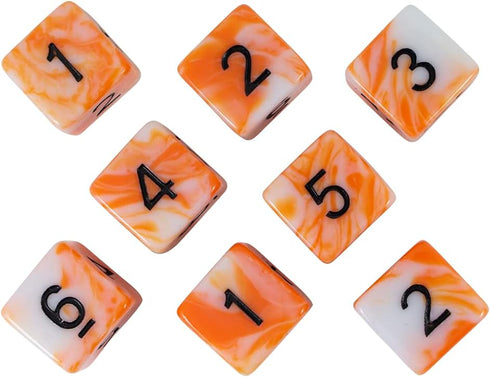 Orange and White Dice - 8 D6 Set - 'Troll Slayer'...