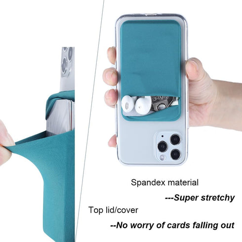 3Pack Cell Phone Card Holder Pocket for Back of Phone,Stretchy Stick on Wallet Credit Card ID Case Pouch Sleeve Self Adhesive Sticker with Flap fo...