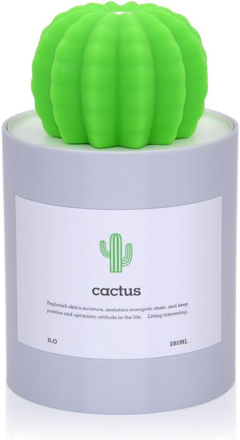 USB Cool Mist Humidifier,Mini Size Cactus Humidifier Ultra-Quiet Operation for Office Home Bedroom Baby Room 280ML 50ml/h(Grey)...