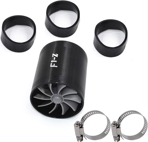2.5" F1-Z Car Air Intake Turbonator , Dual Fan Turbine Super Gas Fuel Saver Turbo (Black)...