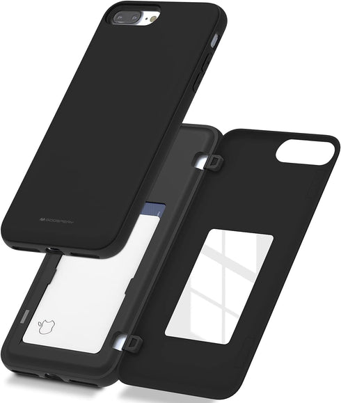 GOOSPERY iPhone 8 Plus Case, iPhone 7 Plus Wallet Case with Card Holder, Protective Dual Layer Bumper Phone Black...