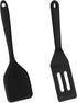 2 Pieces Mini Silicone Spatula, Nonstick Silicone Serve Turner, Small Spatulas for Kitchen Cooking, Heat Resistant Cookie Slotted Spatula (Black)...
