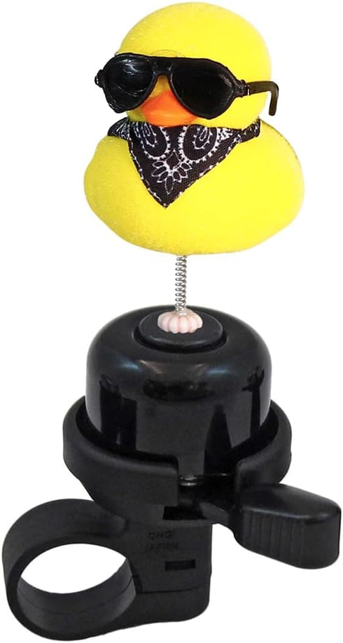 Bobbleheads Yellow Duck Bike Bell Spring Loaded Yellow Duck Bicycle Bell Bike Bells for Kids Bike Accessories a bicycle bell with 3 little yellow ...
