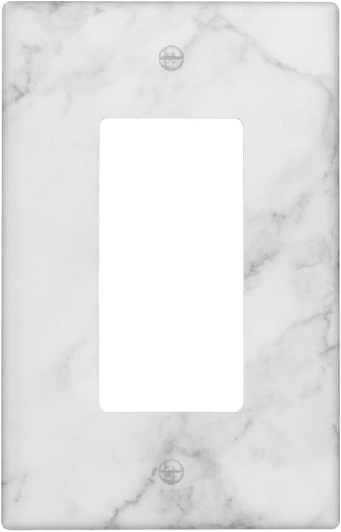 White Gray Marble Light Switch Plate Cover Single Rocker 1 Gang Wall Plates Decorative Lightswitch Electrical Outlet Faceplate for Bathroom Kitche...