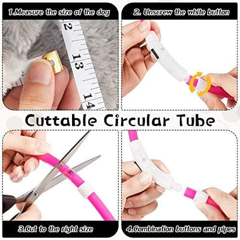 3 Pieces LED Dog Collar Light Up Dog Collars Rechargeable Dog Lights for Night Walking Adjustable Lighted Dog Collars for Night for Large Medium S...