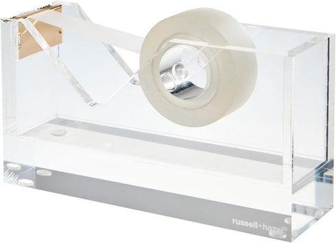 russell+hazel Acrylic Tape Dispenser, Clear with Gold-Toned Hardware, 1-13/16” x 6” x 3-3/8” (31734)...