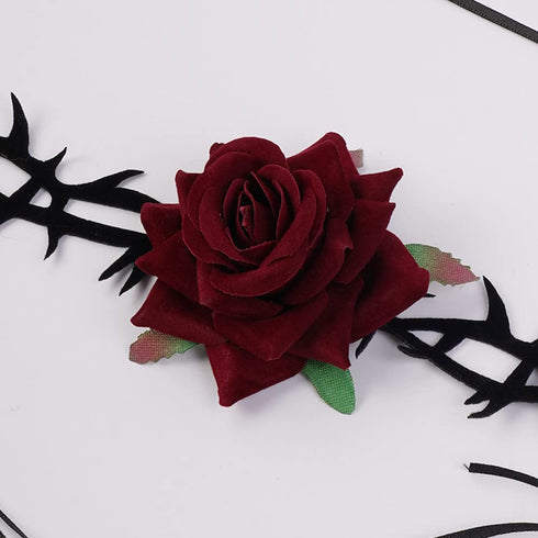 Gothic Red Rose Black Choker Necklace Retro Floral Flower Vampire Collar Necklace for Halloween Cosplay Party Prom, Black and Red, 6.5 grams, 1.0 ...