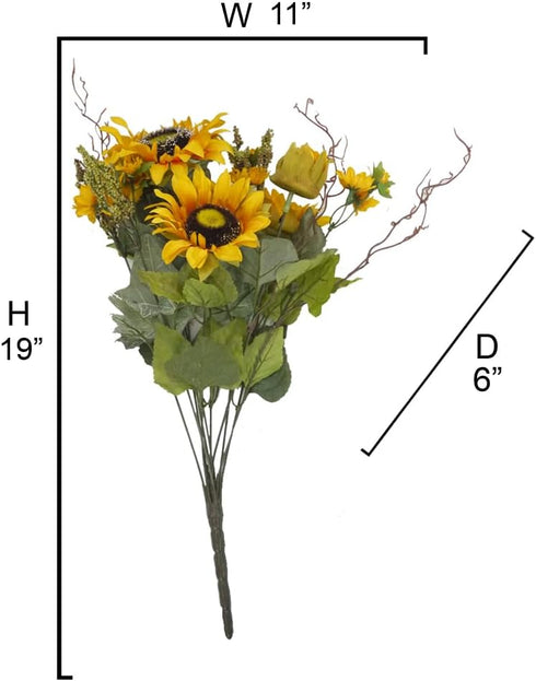 Admired By Nature Artificial Sunflower Bouquet Bush - 11 Stems Gold Sunflowers - for Weddings, Home Decor, Events, Parties, Funerals, Thanksgiving...