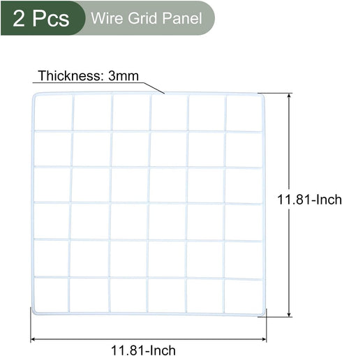 YOKIVE 2Pcs Iron Wire Grid Panel, Decorative Panels Board | Photo Pictures Display Holders Hanging Frame for Home Office (White, 12"x12")...