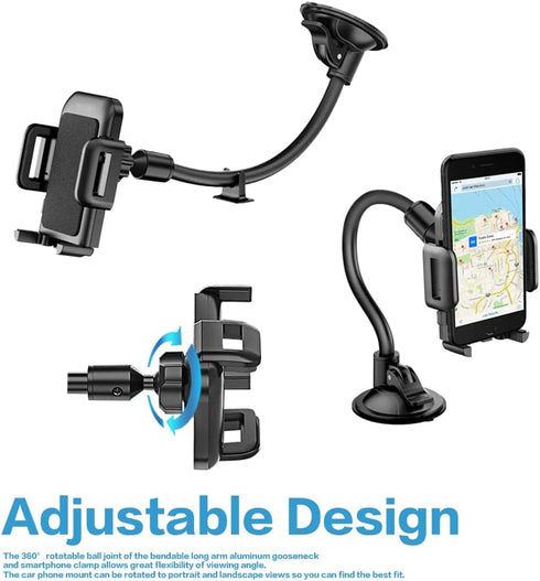 Car Phone Holder Mount, Cell Phone Holder for Car,Universal Car Phone Mount Windshield with Strong Suction, Anti-Shake Stabilizer Phone Car Holder...
